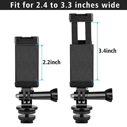 Anwenk Phone Holder Hot Shoe Mount Adapter with Cold Shoe Mount for Microphone/ Flash Light Compatible with Gopro Hero DJI Osmo Action Camera Smartphone, Attach on DSLR Camera / Ring Light/ Tripod