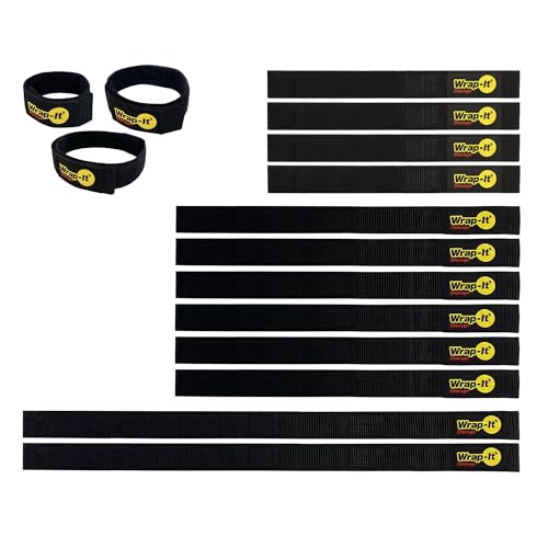 Quick-Straps by Wrap-It Storage - Assorted 12-Pack Black - Hook and Loop Hose and Cable Organizers - color: Black, size: Assorted 12-Pack