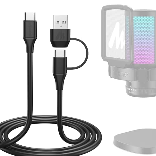 MAONO 2 in 1 USB Microphone Cable,USB C & USB A to USB Type C Fast Transfer Audio Cable,Compatible with USB Microphone DGM20S,DM30,DM40,PD100W,PD200XS,PD100X,5ft,Black