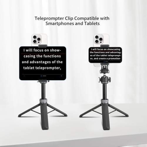 Large Screen Teleprompter Holder for Tablet/Phone with Extendable Tripod, Dual-Clamp Design with Interchangeable 3 Sizes of Clamps. Perfect for Live Streaming/Recording/Video Conference - size: holder with 22-inch tripod