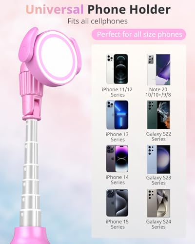 UBeesize 62'' Magnetic Selfie Stick Phone Tripod with Wireless Remote, Extendable Cell Phone Tripod Stand, Compatible with MagSafe, Cellphone Tripod for iPhone 17 16 15 14 13 12 Android Phones Pink - color: Pink, size: 62-in