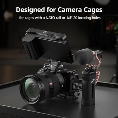 SmallRig NATO Clamp Mini Side Handle with NATO Rail & 1/4''-20 Locating Screw, Ergonomic Camera Side Handle for Left and Right Hand, 30mm/1.2in Up and Down Adjustable, Max. 10kg Payload - style: NATO + 1/4''-20 Locating Screw