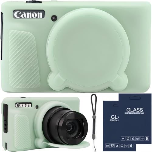 Camera Case for Canon PowerShot SX740/ SX730 Digital Camera,SX740 HS Case, Soft Silicone Protective Case Removable Lens Cover,Comes with 2 Screen Protectors and 1 Wrist Strap. (Green Jelly) - color: Green Jelly