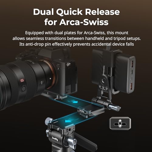 SMALLRIG Power Banks Mount Plate Kit, Power Bank Holder with Double Quick Release Plate for Arca-Swiss, Aluminum Alloy Adjustable Powerbank Mount Plate for Mirrorless Camera and Power Banks - 4695 - style: Power Bank Holder