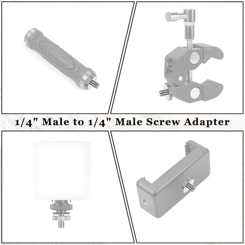 6 Pack 1/4" to 1/4" Threaded Tripod Screw Adapter, Double Sided Standard Mounting Thread Converter Monopod ShoulderRig Tripod Screw Adapter, Female Adapters Set for Camera Cage Mount Light Stand