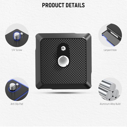 NEEWER Arca Type Quick Release Plate with 1/4" Screw, Camera Tripod Mount Adapter QR Plate Accessory Compatible with DJI RS Series Gimbal Stabilizer Action Camera Phone Cage, UA078 - style: UA078
