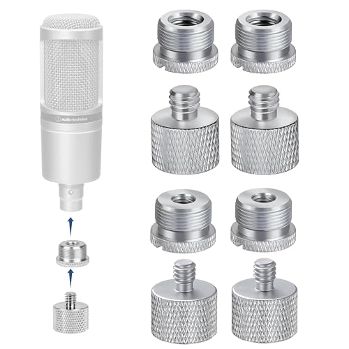 IXTECH Mic Stand Adapter Set 8 pieces Metal Microphone Stand Screw Thread Adapter 5/8 Female to 3/8 Male 3/8 Female to 5/8 Male 5/8 Female to 1/4 Male 1/4 Female to 5/8 Male Tripod Adapter ADP03A Slvr - color: Silver