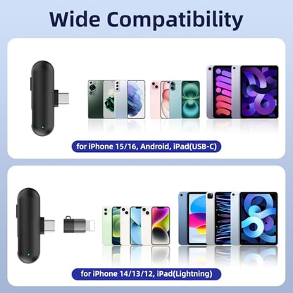 NPTCL Mini Wireless Microphone USB C for iPhone 17 16 15 iPad Android Phone | AI Noise Cancelling Clip on Lavalier Mic, 35H Charging Case, 328Ft Transmission for Video Recording Vlogging Podcasting