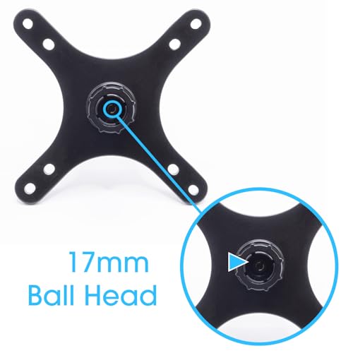 Kado Portable Monitor Stand Adapter 17mm Ball Head to 100x100mm 75x75mm | Universal Wall Mount Arm Mount Bracket Plate, Tripod Camera Stand for Desktop Monitor Portrait/Landscape Mode - style: Black with Ball Head