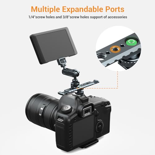 Dual Cold Shoe Mount for Vlogging, Metal Microphone Mount with 1/4" Tripod Screw, Hot Shoe Mount with 4 Screw Holes, Flash Bracket Suitable for DSLR Camera,Microphone Audio Recorder Monitors