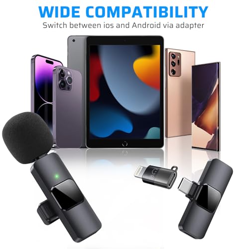 Dual Wireless Lavalier Microphone for iPhone, iPad - Perfect for Video Conferencing, Recording, and Live Streaming