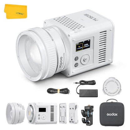Godox ML150Bi Bi-Color COB LED Video Light 150W, 61054Lux@1m, 2800K-6500K, 11 FX, Compact COB LED Continuous Output Lighting for Studio & Outdoor Shooting, APP/DMX/RDM Control, Handheld LED Monolight - color: ML150Bi