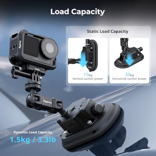 SMALLRIG 3 x 6 Car Suction Cup Mount for Action Cameras, Suction Pad with Manual Pump Lock, Dual Ball Head Magic Arm, Windshield Mount for GoPro 13/12, for DJI Action 6/5 Pro, Insta360 x5-5842