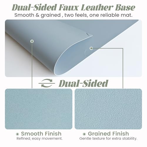 JJPRO Dual-Layer Sage Green Dry Erase Desk Mat,Large Multi-Use Dry Erase Desk Calendar, Erasable Desk Mat,Double-Sided Faux Leather Desk Pad,Reusable Desk Writing Board for Office, Home-16"x34" - color: Sage Green