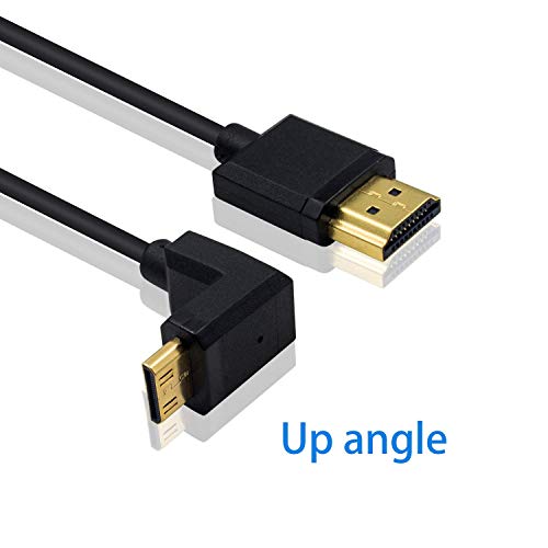 Duttek 90 Degree HDMI to Mini HDMI Coiled Cable 1FT-4FT, Ultra-Thin UP Angled HDMI Male to Mini HDMI Male Coiled Cable Support 4K Ultra HD, 1080p, 3D - size: 1.2M