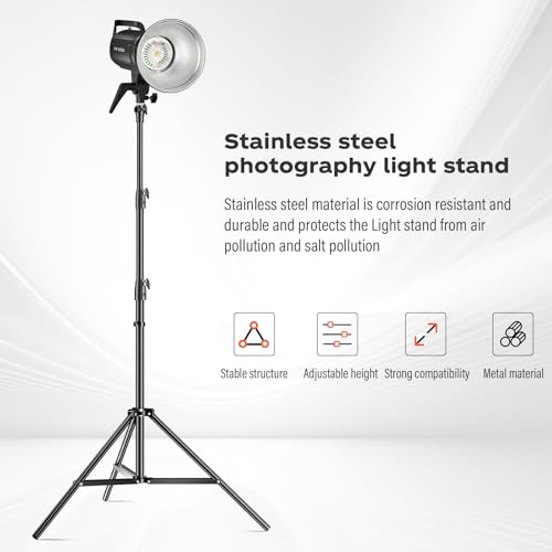 Godox Light Stand 112in/9.3' Photography Light Stand Heavy Duty with 1/4” to 3/8” Universal Screw Carry Bag Portable for Photography Studio Portrait Shooting - size: 112in