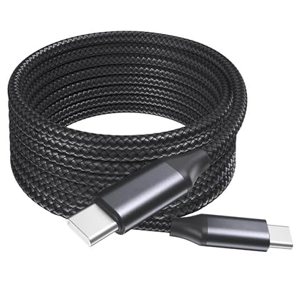 BoxWave Cable Compatible with VisionX 4K Digital Camera - DirectSync PD Cable (10ft) - USB-C to USB-C (100W), Long Type C Braided Nylon Alloy Fast Charge - Jet Black