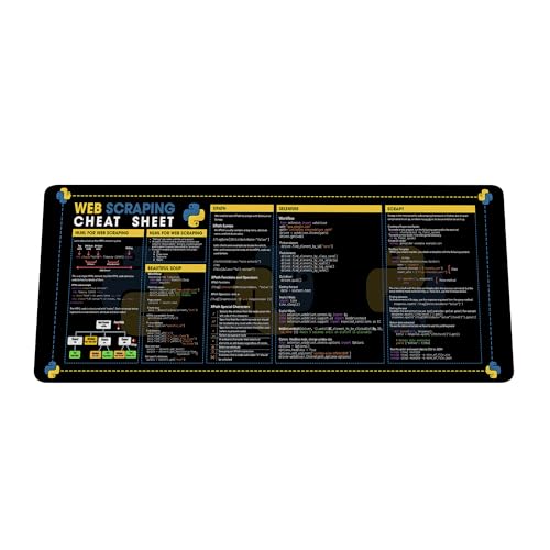 Web Scraping Cheat Sheet Mouse Mat, Large Mouse Pad for Developers, Quick Guide for Coders, Essential Computer Accessories for Study, Work, and Reference Purposes NVA - color: Web Scraping