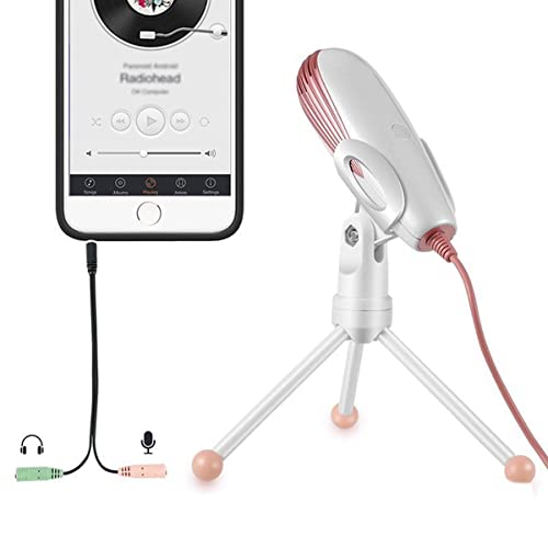 Studio Microphone, 3.5mm Desktop Gaming Mic Kit with Tripod Stand Condenser Mic, for Gaming, Voice Overs and Streaming,Mobile Game Noise Cancelling Microphone