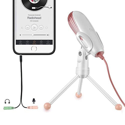 Studio Microphone, 3.5mm Desktop Gaming Mic Kit with Tripod Stand Condenser Mic, for Gaming, Voice Overs and Streaming,Mobile Game Noise Cancelling Microphone