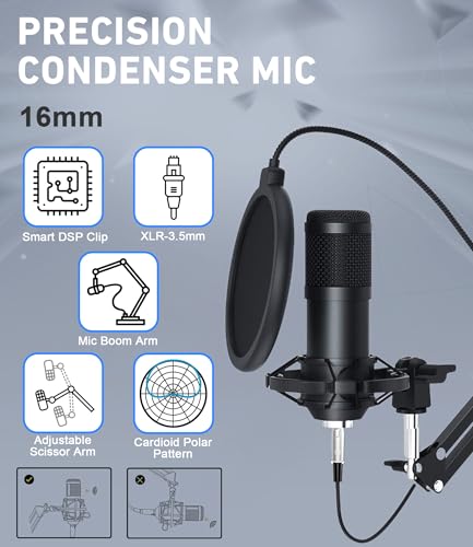 SkillDance Podcast Equipment Bundle for 2 with Soundboard & 2 Microphones, Plug-and-Play Setup for iPhone, Laptop & PC, Streaming & YouTube