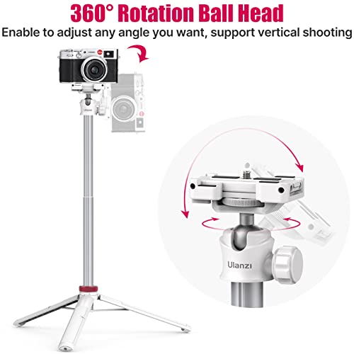 ULANZI MT-44 Extendable Phone Tripod, 59" Selfie Stick Portable Vlog Tripod Stand with 2 in 1 Phone Clip 1/4" Screw, 360° Ball Head Camera Tripod for DJI Pocket Sony Canon Action Fujifilm, White - color: WHITE