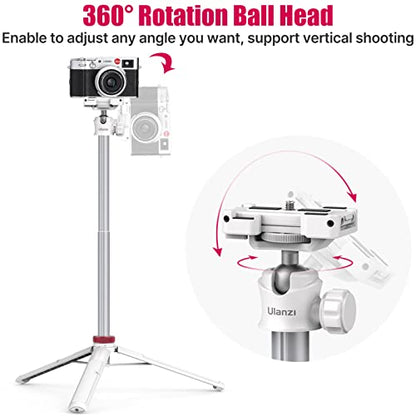 ULANZI MT-44 Extendable Phone Tripod, 59" Selfie Stick Portable Vlog Tripod Stand with 2 in 1 Phone Clip 1/4" Screw, 360° Ball Head Camera Tripod for DJI Pocket Sony Canon Action Fujifilm, White - color: WHITE