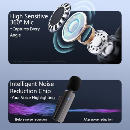 Bulatry 2-Pack Wireless Mini Lavalier Lapel Microphone for iPhone,Android Phone(2 in 1) - 65ft Cordless Clip on Dual Mics with Noise Reduction 6H Working Time for Video Recording Vlogging, YouTube