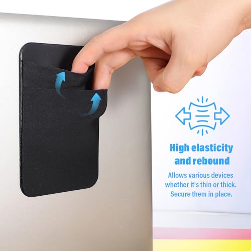 Portable Hard Drive Sleeve 2-Pocket Stick on Pouch with Reusable Adhesive SSD Hard Drives Carrying Case Computer Accessories Pouch Holder for Most Laptop External Solid State Drive Mouse USB Cable - color: black
