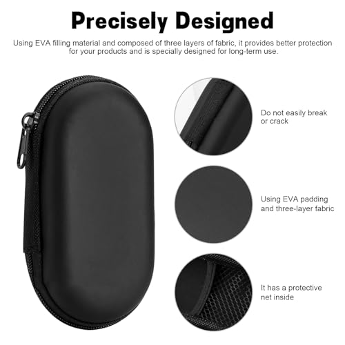 2 Pack Hard EVA Cable Organizer Case, Travel Electronics Storage Bag for Charging Cables, Earphones, USB Cords, Portable Zipper Carrying Pouch, Black