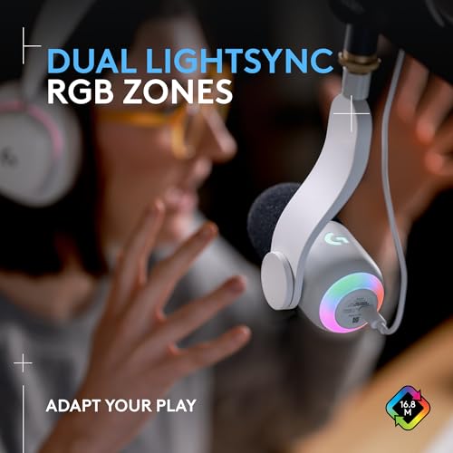 Logitech G Yeti GX Dynamic RGB Gaming Microphone with LIGHTSYNC, USB Mic for Streaming, Supercardioid, USB Plug and Play for PC/Mac - White - color: White