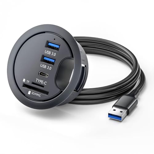 CY USB 3.0 Hub SD TF USB-C 2 Port USB 60mm Desk Grommet Splitter Dock Station Micro-SD Card Reader for Desktop PC - style: 2USB+SD+TF+USBC