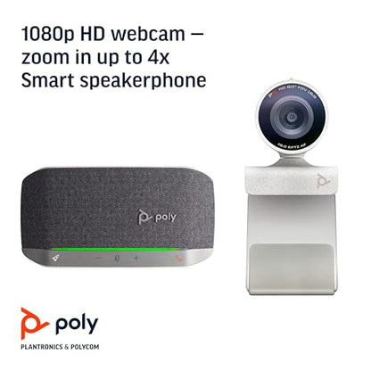 Plantronics Poly - Studio P5 Webcam with Poly Sync 20+ Speakerphone Kit Polycom - 1080p HD Professional Video Conferencing Camera & Bluetooth Wireless Smart Speakerphone-Certified for Zoom & Teams