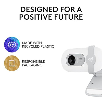 Logitech Brio 100 Full HD 1080p Webcam for Meetings and Streaming, Auto-Light Balance, Built-in Mic, Privacy Shutter, USB-A, for Microsoft Teams, Google Meet, Zoom and More - Off White (Renewed)