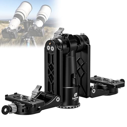 Leofoto Dual-Camera Gimbal Head, Professional Videographer Foldable Gimbal Head with 360° Panorama Shooting and 3/8” Screw Threaded for Cameras/Spotting Scopes, Max Load to 25kg/55.12 lb (DPG-1) - color: DPG-1-Max Load 55.12lb