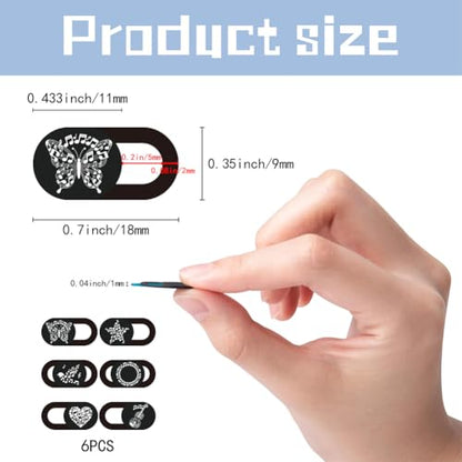6Pcs 6 Styles Laptop Camera Cover Music Notes Privacy Guard Accessories, 0.04 Inch Ultra Thin Webcam Cover Protector Blocker for Desktop Computer Tablet Notebook Mini PC Home Office Use - color: Musical Note