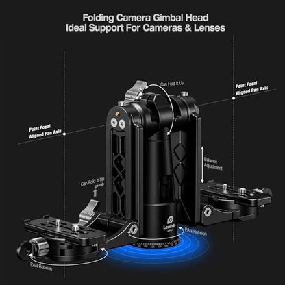 Leofoto Dual-Camera Gimbal Head, Professional Videographer Foldable Gimbal Head with 360° Panorama Shooting and 3/8” Screw Threaded for Cameras/Spotting Scopes, Max Load to 25kg/55.12 lb (DPG-1) - color: DPG-1-Max Load 55.12lb