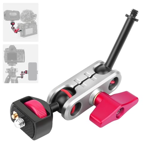 Came-TV Camera Magic Arm with Dual Ball Head & 1/4" Screws, Aluminum Magic Arm Camera Mount 360° Rotation Articulating Magic Arm for Monitor/LED Light/Microphone/Camera Cage/Tripod (64004) - style: Single Head