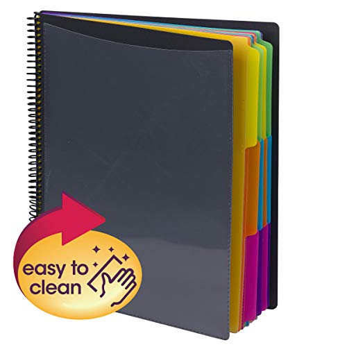 Smead 24 Pocket Poly Project Organizer, 1/3-Cut Tab, Letter Size, Gray with Bright Colors (89206), (Pack of 10) - style: Brights, 10 Count