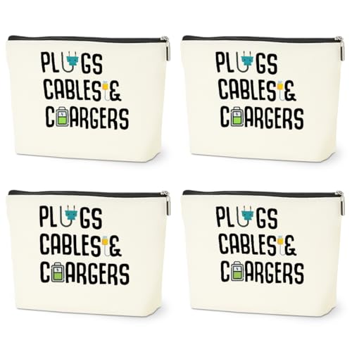 4PCS Funny Cable Makeup Bag Electronics Accessories Storage Gifts for Women | Charger Plugs Cosmetic Travel Storage Bag for Charging Cord Christmas birthday Gifts for Daughter from Mom Cosmetic Bags - color: Multicolor 0098