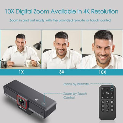 Angetube 4K AI Webcam for PC, AI-Trackig Computer Web Camera for Desktop | AI-Trackig, HDR, USB 3.0, Remote Control, 10X Digital Zoom, AI Noise-Cancelling Mics, USB Web Cam for Mac Laptop