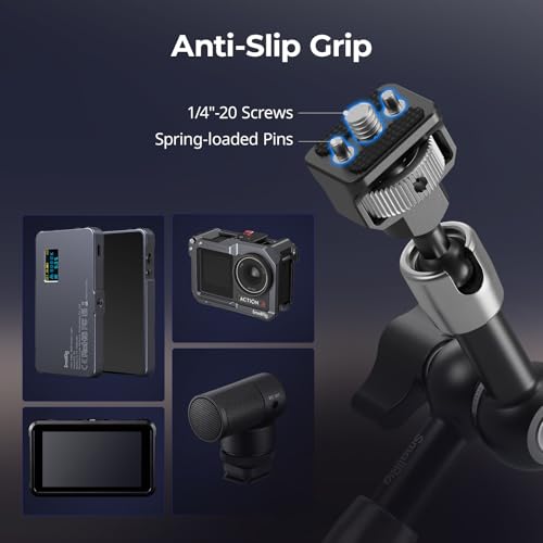 SMALLRIG 7'' Magic Arm with 1/4"-20 Screws & Spring-Loaded Pins, 1.5kg Load Capacity, 360° Dual Ball Head, Non-Slip Design for Cameras/Lights/Monitors/Mics/Phones – 5308 - style: 1-Pack (Spring-Loaded Pins)