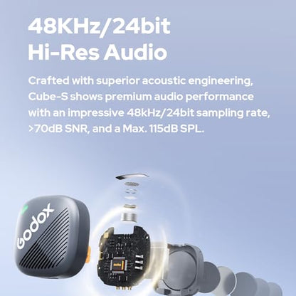 Godox Cube-SC kit1 2.4G Wireless Lavalier Microphone for iPhone15 and Android USB C Lapel Microphone Wireless,Hi-Fi Audio,1000FT Range,Noise Cancellation,30H Battery for Streaming Video Recording - size: CUBE-SC-Kit1
