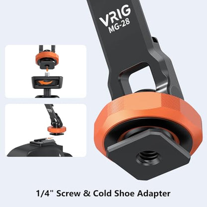VRIG MG-28 Magnetic Phone Tripod Mount for magsafe, 1/4" Thread & Cold Shoe Camera Phone Mount Adapter Compatible with iPhone 17 16 15 14 13 12 Series, for Cameras/Tripods - size: MG-28