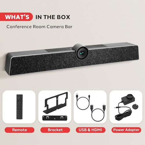 Pyle 4K USB Video Conference Room Camera System 120° FOV with 5X Zoom, AI Auto Framing, Echo Cancellation, 8m Mic Pickup Conferencing System for Home Offices, Zoom, Skype, Microsoft Teams, PC Meetings - color: Black
