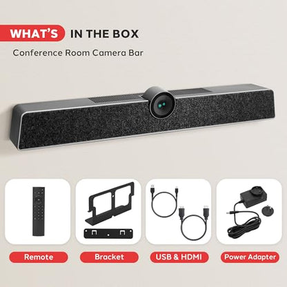 Pyle 4K USB Video Conference Room Camera System 120° FOV with 5X Zoom, AI Auto Framing, Echo Cancellation, 8m Mic Pickup Conferencing System for Home Offices, Zoom, Skype, Microsoft Teams, PC Meetings - color: Black