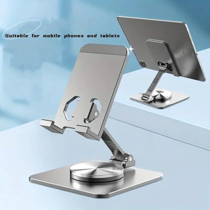 360° Rotatable Aluminum Desktop Stand – Sturdy Metal Stand for Phone & Tablet, Ideal for Live Streaming & Hands-Free Viewing (Black) - color: Black