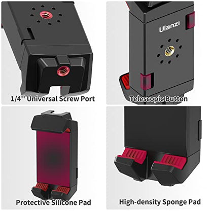 ULANZI ST-29 Phone Tripod Mount, Universal 2-in-1 Tablet Smartphone Holder Adapter with Cold Shoe Mount, 2.6"-8.8" Extend Clip Clamp Compatible with iPad, iPhone, Samsung Galaxy and More