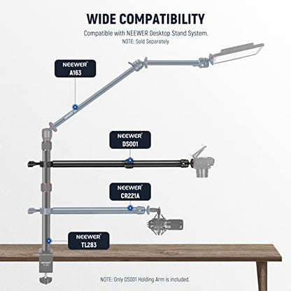 NEEWER DS001 Table Overhead Camera Mount Arm 11.8-20 inches/30-51 cm Telescopic Extension Arm for Table Stand with Ball Head Mount 1/4 Inch 3/8 Inch 5/8 Inch Screws for Webcam Camera LED Ring Light - style: DS001