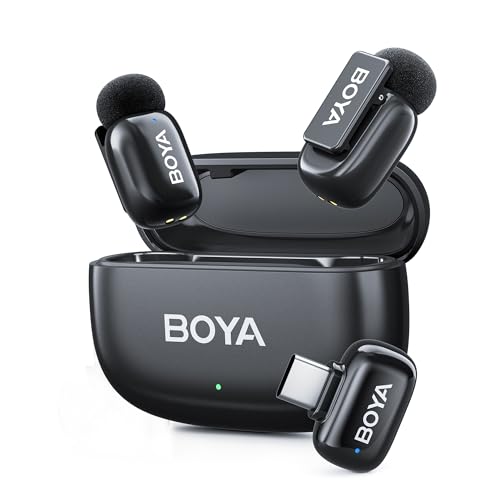 BOYA Mini 2 Wireless Lavalier Microphone with AI Noise Cancellation, App Control, 30H Battery Charging Case - for iPhone 15/16/17 & Android, Video, Podcasts, Vlogging - style: Mini 2(USB-C)